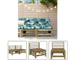 vidaXL Tuinset - Tuinbank - Tuinmiddenbanken 2 st geïmpregneerd grenenhout - Buitendecoratie - Hout Meubel - Balkon Decoratie