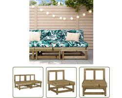 vidaXL Tuinset - Tuinbank - Tuinmiddenbanken 2 st geïmpregneerd grenenhout - Houten Bank - Balkonbank - Veranda Bank