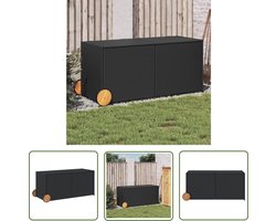 vidaXL Tuinset - Tuinbox - Tuinbox met wielen 283 L poly rattan zwart - Buitenschrank - Opbergtas - Regenproof