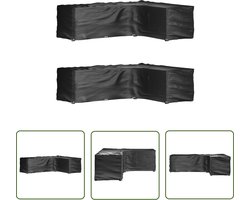 vidaXL Tuinset - Tuinmeubelhoes - Tuinmeubelhoezen L-vormig 2 st 18 oogjes 285x220x80 cm - Buitenmeubilair - Beschermende Hoes - Weerbestendig