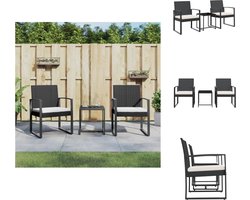 vidaXL Tuinset - Tuinsets - Eethoek - Tuinmeubelset - 3-delige Tuinset met kussens polypropeen rattan zwart