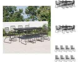 vidaXL Tuinset - Tuinsets - Loungeset - Tuintafel - 9-delige Tuinset PVC-rattan zwart