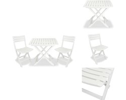 vidaXL Tuinset - Tuinsets - Tuin Set - Tuin Sets - 3-delige Bistroset inklapbaar kunststof wit