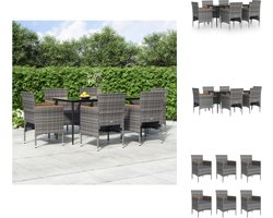 vidaXL Tuinset - Tuinsets - Tuin Set - Tuin Sets - 7-delige Tuinset met kussens grijs en zwart