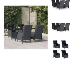 vidaXL Tuinset - Tuinsets - Tuin Set - Tuinmeubelset - 5-delige Tuinset poly rattan donkergrijs