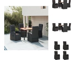 vidaXL Tuinset - Tuinsets - Tuin Set - Tuinmeubelset - 5-delige Tuinset poly rattan en massief acaciahout zwart