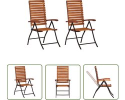 vidaXL Tuinset - Tuinstoel - 2 st Tuinstoelen verstelbaar massief acaciahout - Lounge Stoel - Outdoor Furniture - Teak Tafel
