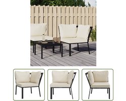 vidaXL Tuinset - Tuinstoel - Tuinstoel met zandkleurige kussens 76x76x79 cm staal - Buitendecoratie - Lounge Set - Balkonset