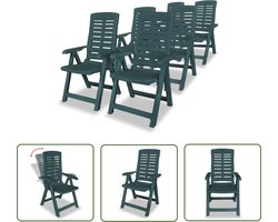 vidaXL Tuinset - Tuinstoel - Tuinstoelen 6 st verstelbaar kunststof groen - Lounge Stoel - Buitenkamer - Balkon Meubel