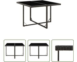 vidaXL Tuinset - Tuinstoel - Tuintafel 109x107x74 cm poly rattan en glas zwart - Outdoor Furniture - Patio Set - Garden Table