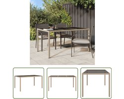 vidaXL Tuinset - Tuinstoel - Tuintafel 150x90x75 cm gehard glas en poly rattan beige - Outdoor Furniture - Lounge Set - Bistroset