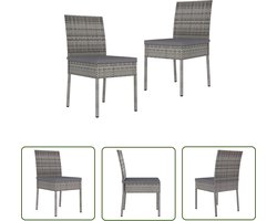 vidaXL Tuinset - Tuinstoelen - Tuinstoelen 2 st poly rattan grijs - Lounge Stoel - Buistuinmeubilair - Outdoor Furniture