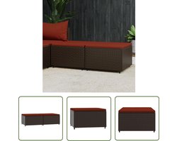vidaXL Tuinset - Voetenbank - Voetensteunen 2 st met kussens poly rattan bruin - Lounge Set - Tuinstoel - Outdoor Furniture