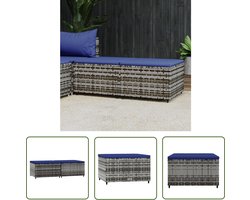 vidaXL Tuinset - Voetenbank - Voetensteunen 2 st met kussens poly rattan grijs - Lounge Set - Outdoor Furniture - Balkon Meubel