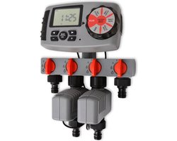 vidaXL Tuinslangsysteem - Tuinwateringsset - Besproeiingstimer automatisch met 4 Stations 3 V - Automaat Watering System - Sproeiersystemen - Regentonnen