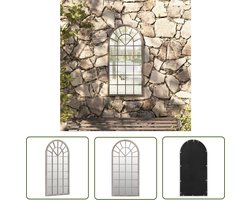 vidaXL Tuinspiegel 90x45 cm ijzer zandkleurig - Tuin Spiegel - Wanddecoratie - Buitenspiegel - Vintage Spiegel - Industriële Spiegel