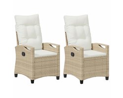 vidaXL - Tuinstoel - 2 - st - Beige - en - Crème - Staal - en - Polyester