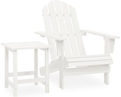 vidaXL - Tuinstoel - Adirondack - met - tafel - massief - vurenhout - wit