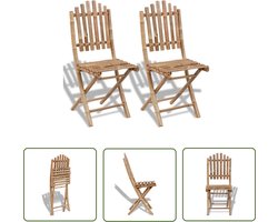 vidaXL Tuinstoel - Bamboe Tuinset - Tuinstoelen 2 st inklapbaar bamboe - Buistuinmeubel - Klapstoel - Outdoor Seating