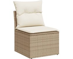 vidaXL Tuinstoel - Beige - Inclusief Kussens en Opbergruimte Tuinstoel - Pe Rattan - Outdoor Furniture - Lounge Chair - Tuinset - Balkon Meubel - Terrasstoelen - Relaxfauteuil - Ergonomische Stoel