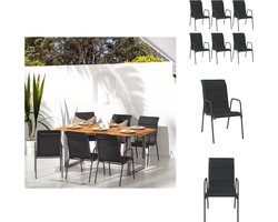 vidaXL Tuinstoel - Comfortabel - Stevig frame - Hoogwaardig materiaal - Lichtgewicht - Zwart/antraciet - Staal/textileen - 51x66x88cm - Montage vereist - 6 stuks - Tuinstoel