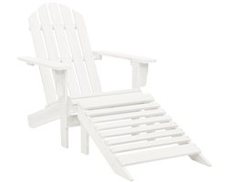 vidaXL - Tuinstoel - met - hocker - hout - wit