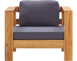 vidaXL Tuinstoel met kussen acaciahout donkergrijs Tuinstoel - Acacia Hout - Buitendecor - Lounge Set - Tuinset