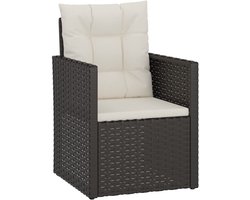 vidaXL Tuinstoel - Met kussens - Poly rattan - Zwart Terrasstoel - Tuinset - Buitensteun - Lounge Stoel - Garden Furniture