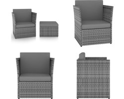 vidaXL Tuinstoel met voetenbank poly rattan antracietkleurig - Tuinstoel - Tuinstoelen - Ligstoel - Ligstoelen