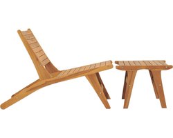 vidaXL Tuinstoel met voetensteun - Massief teakhout Tuinstoel - Teak Hout - Lounge Stoel - Buiten Meubilair - Comfortabele Stoel