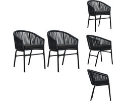 vidaXL Tuinstoel - Tuinstoelen - Buitenstoel - Buitenzitting - Tuinstoelen 2 st PE-rattan zwart