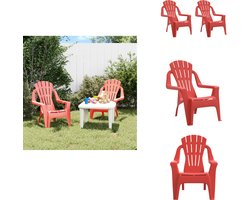 vidaXL Tuinstoel - Tuinstoelen - Campingstoel - Terrasstoel - Kindertuinstoelen 2 st hout-look 37x34x44 cm polypropeen