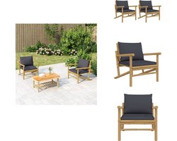 vidaXL Tuinstoel - Tuinstoelen - Terrasstoel - Loungestoel Tuin - Tuinstoelen 2 st met donkergrijze kussens bamboe