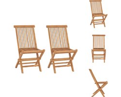 vidaXL Tuinstoel - Tuinstoelen - Tuin Stoel - Tuin Stoelen - Tuinstoelen 2 st inklapbaar massief teakhout