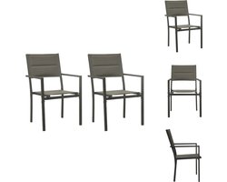 vidaXL Tuinstoel - Tuinstoelen - Tuin Stoel - Tuin Stoelen - Tuinstoelen 2 st textileen en staal grijs en antracietkleurig