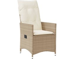 vidaXL - Tuinstoel - verstelbaar - met - kussens - poly - rattan - beige