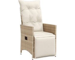 vidaXL - Tuinstoel - verstelbaar - met - kussens - poly - rattan - beige