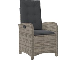vidaXL - Tuinstoel - verstelbaar - met - kussens - poly - rattan - grijs