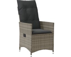 vidaXL - Tuinstoel - verstelbaar - met - kussens - poly - rattan - grijs