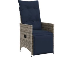 vidaXL - Tuinstoel - verstelbaar - met - kussens - poly - rattan - grijs