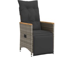 vidaXL - Tuinstoel - verstelbaar - met - kussens - poly - rattan - grijs