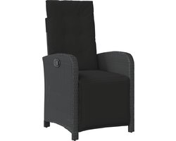 vidaXL - Tuinstoel - verstelbaar - met - voetensteun - poly - rattan - zwart