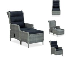 vidaXL Tuinstoel Verstelbaar PE-Rattan/Lichtgrijs/Zwart - 57 x 121 x 80 cm - Tuinstoel