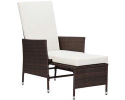 vidaXL Tuinstoel - Verstelbaar - Poly Rattan - Bruin Tuinstoel - Lounge Stoel - Loungestoel - Buitenshuis Meubilair - Outdoor Furniture