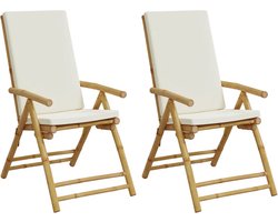 vidaXL - Tuinstoelen - 2 - st - inklapbaar - met - kussens - bamboe