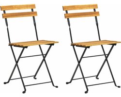 vidaXL - Tuinstoelen - 2 - st - inklapbaar - staal - en - massief - acaciahout