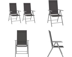 vidaXL Tuinstoelen 2 st inklapbaar textileen zwart - Stapelbare Stoel - Stapelbare Stoelen - Stoel - Stoelen