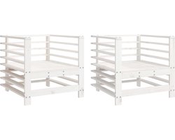 vidaXL - Tuinstoelen - 2 - st - massief - grenenhout - wit