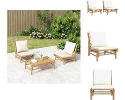 vidaXL - Tuinstoelen - 2 - st - met - crèmewitte - kussens - bamboe