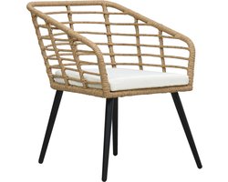 vidaXL Tuinstoelen 2 st met kussens - Eikenkleurig Tuinstoelen - Bistroset - Outdoor Meubilair - Patio Meubels - Kunststof Stoelen